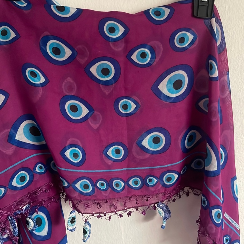 Evil eye silk scarf top